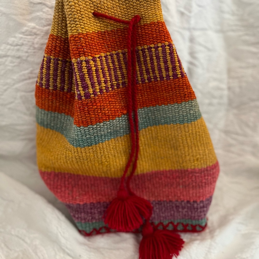 Colorful Striped Women's Drawstring Bag